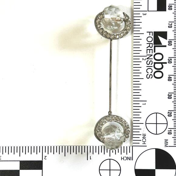 Vintage Double Ended Hat Stick Pin Faceted Clear Glass Beads and Rhinestones - Picture 6 of 6